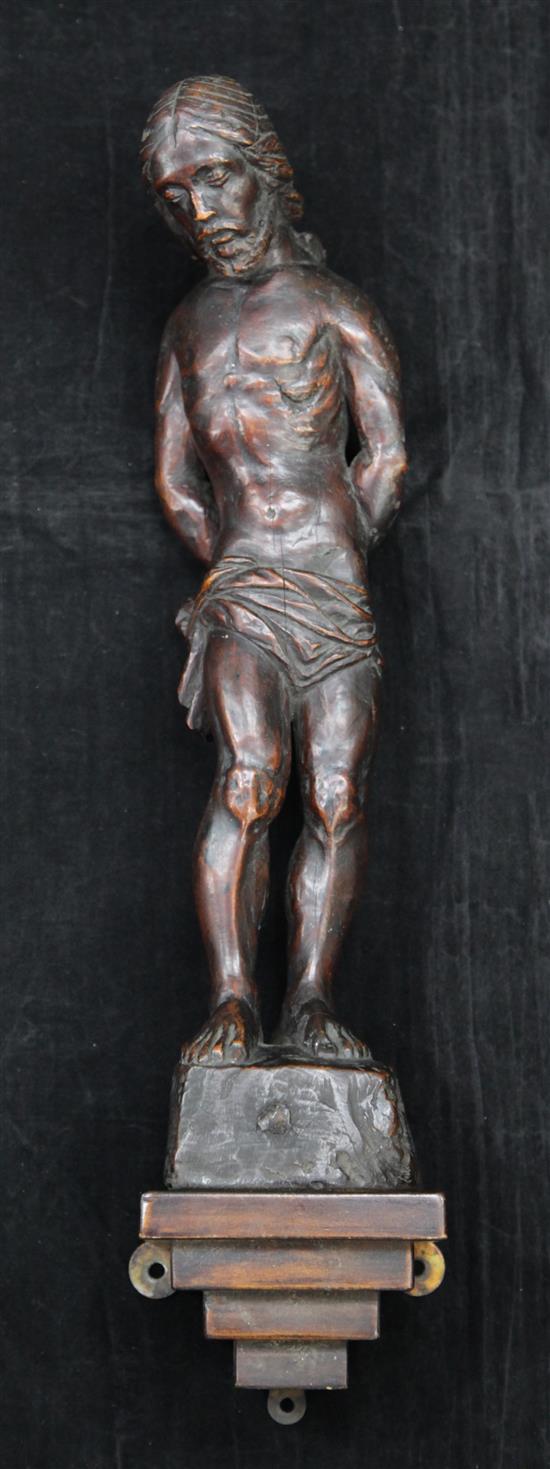 A 19th century European carved wood figure of Christ, figure 18in.